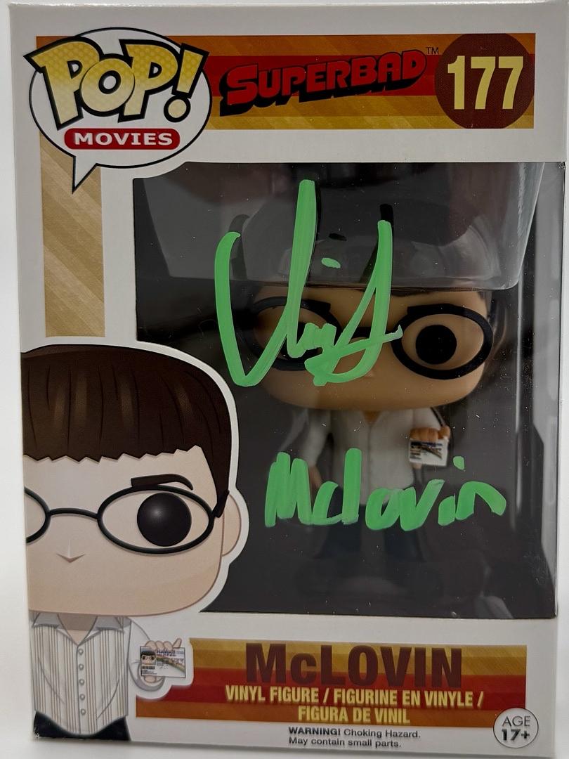 Christopher Mintz-Plasse signed Funko #177 "Superbad" w/McLovin inscription - Official Pix COA PENDING